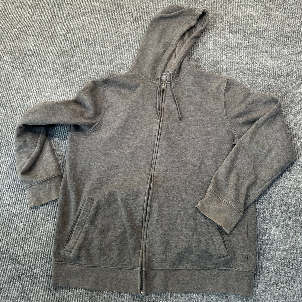 Croft &‎ Barrow Easy Care Zip Up Hoodie Large Charcoal Gray Fleece Lined